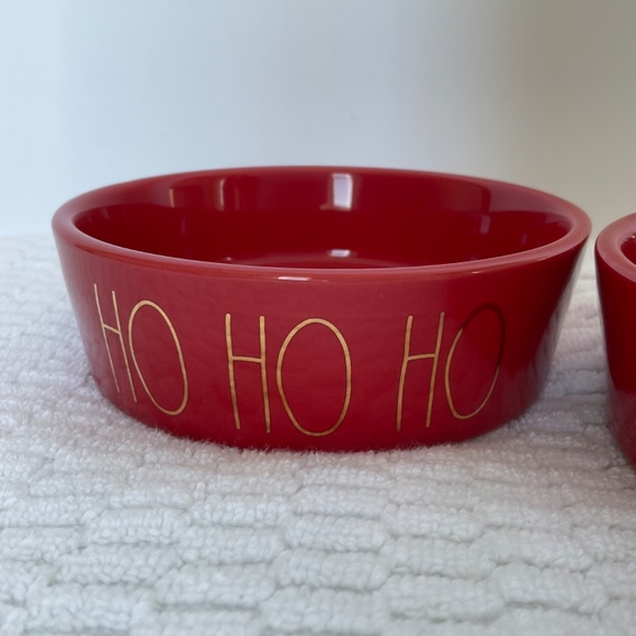 Rae Dunn by Magenta - Red HO HO HO Small Pet Food/Water Bowls - 2-Pack - Picture 3 of 10